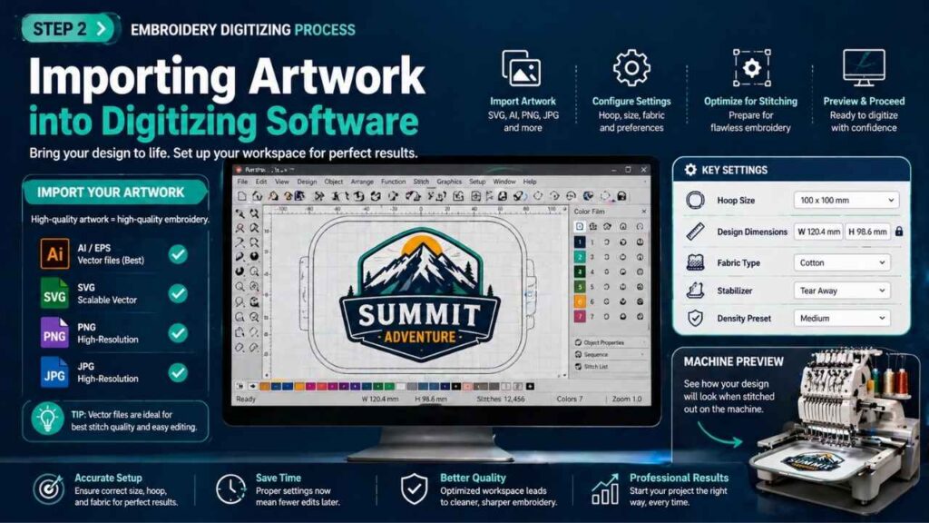 step 2 importing into digitizing software