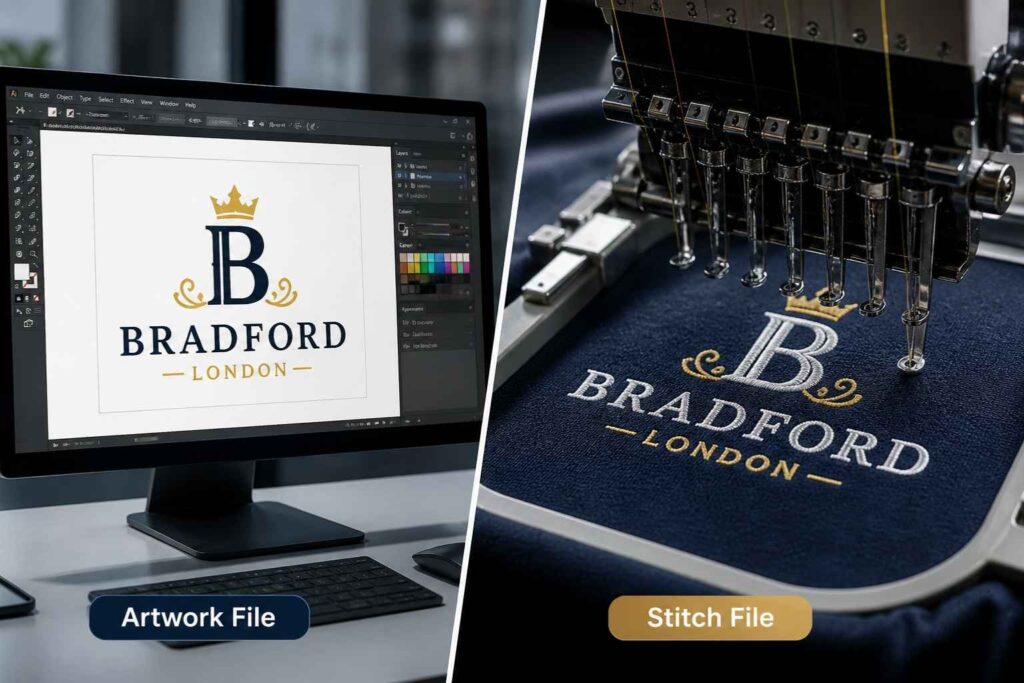 artwork vs stitch file embroidery comparison
