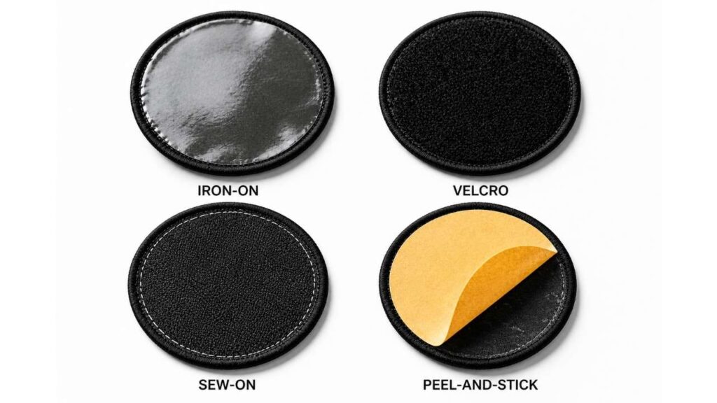 backing types explained iron on velcro sew on peel and stick