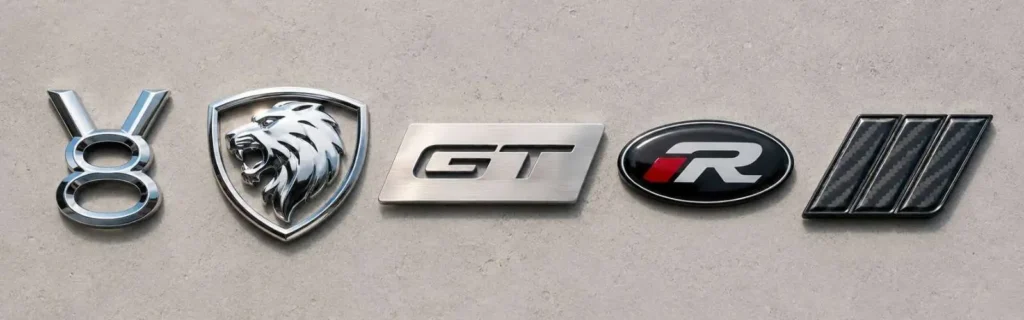 Comparison of five custom car emblem materials and finishes