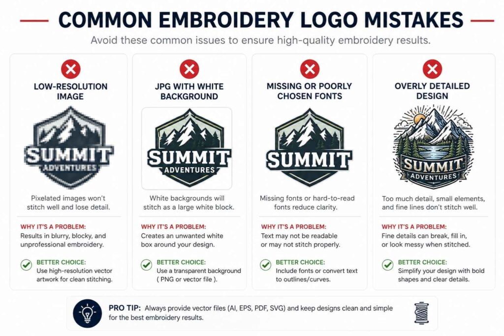 embroidery logo preparation common mistakes