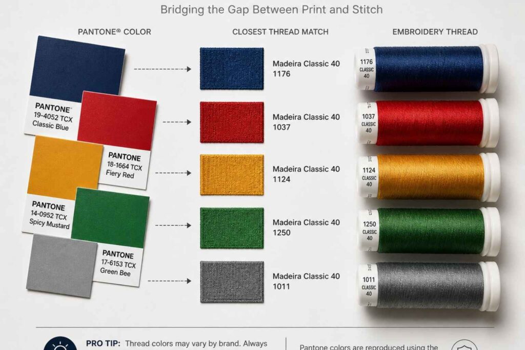 pantone to thread color matching embroidery