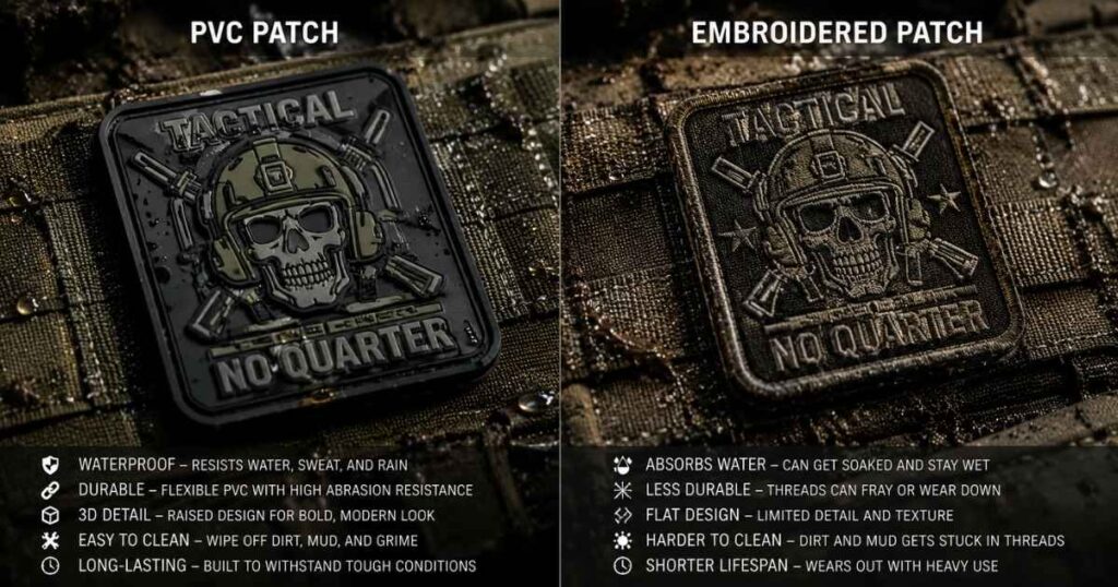 Comparison between PVC tactical patches and embroidered military patches