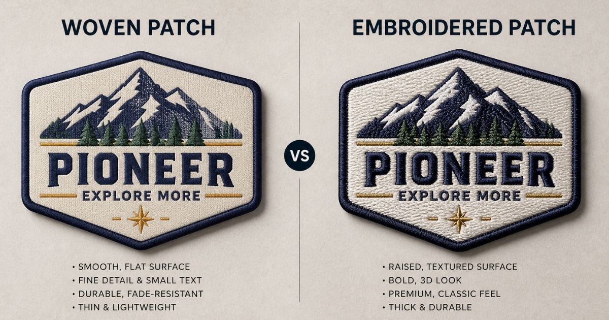 woven logo patch close up