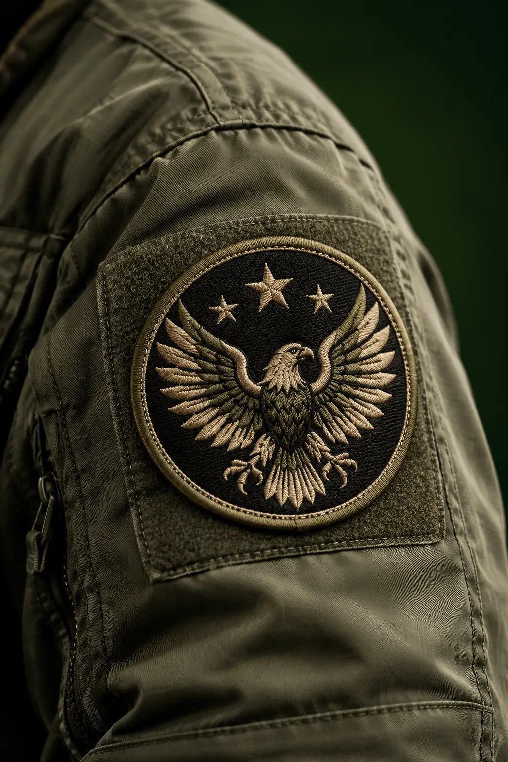 embroidered logo patch close up